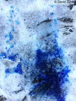 09.01.2017, Hsonst, blaues Pulver auf Straße und Dach, Lobstädt